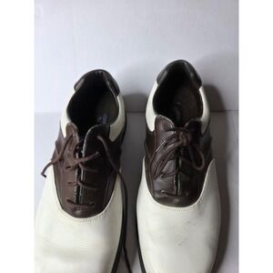 Callaway Golf Shoes Mens White Brown Leather Saddle Oxford Cleated 5172